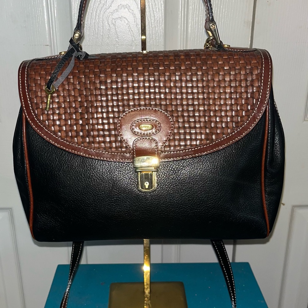 Bally Vintage Brown and Black Woven Leather Handbag